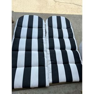 2 Sunbrella black white stripes chaise lounge outdoor chair 20x49”